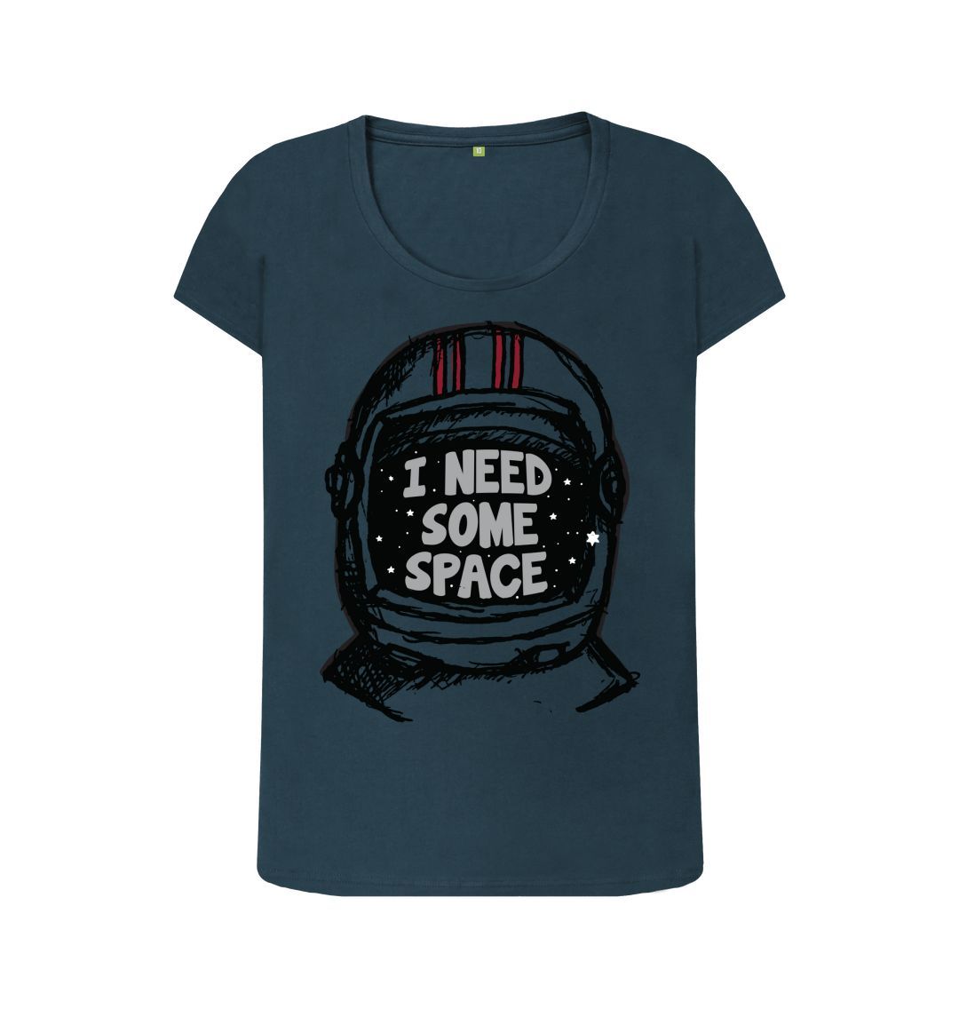 Denim Blue I Need Some Space Print Women T-Shirts