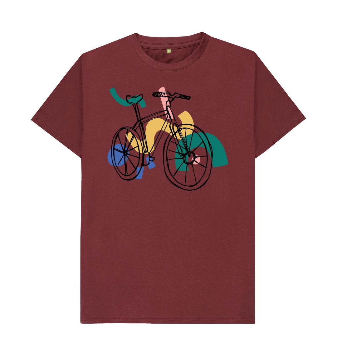 Red Wine Bicycle Print T-Shirt