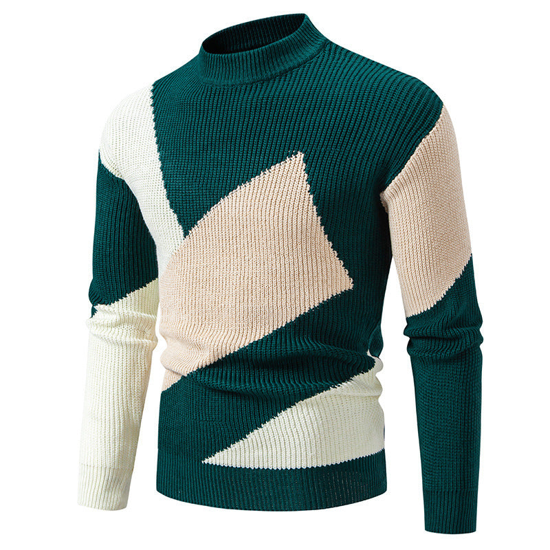 Men’s Round Neck Multicolor Pullover Sweater