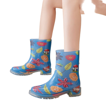 Women’s Mid-High Tube Waterproof Fashion Boots – Stylish All-Weather Shoes