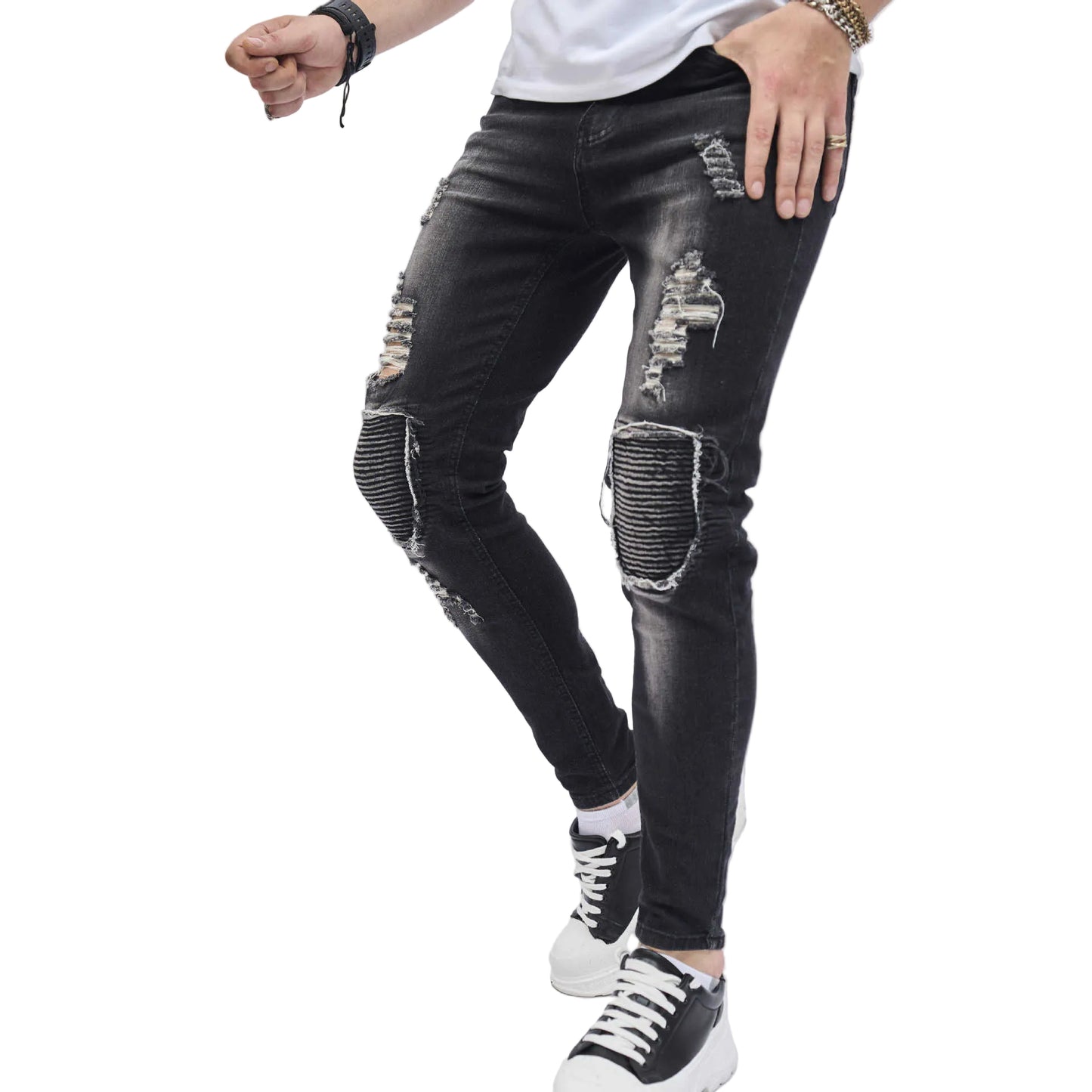 Men's Ripped Slim Stretch Jeans