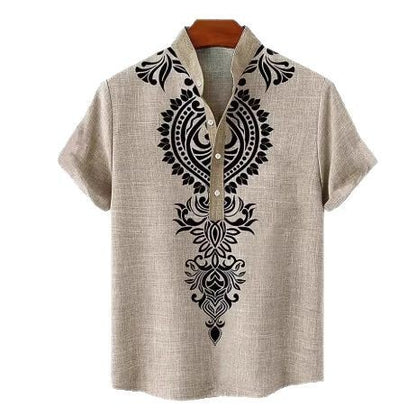 Men's Shirt Digital 3D Printing Linen Short Sleeve