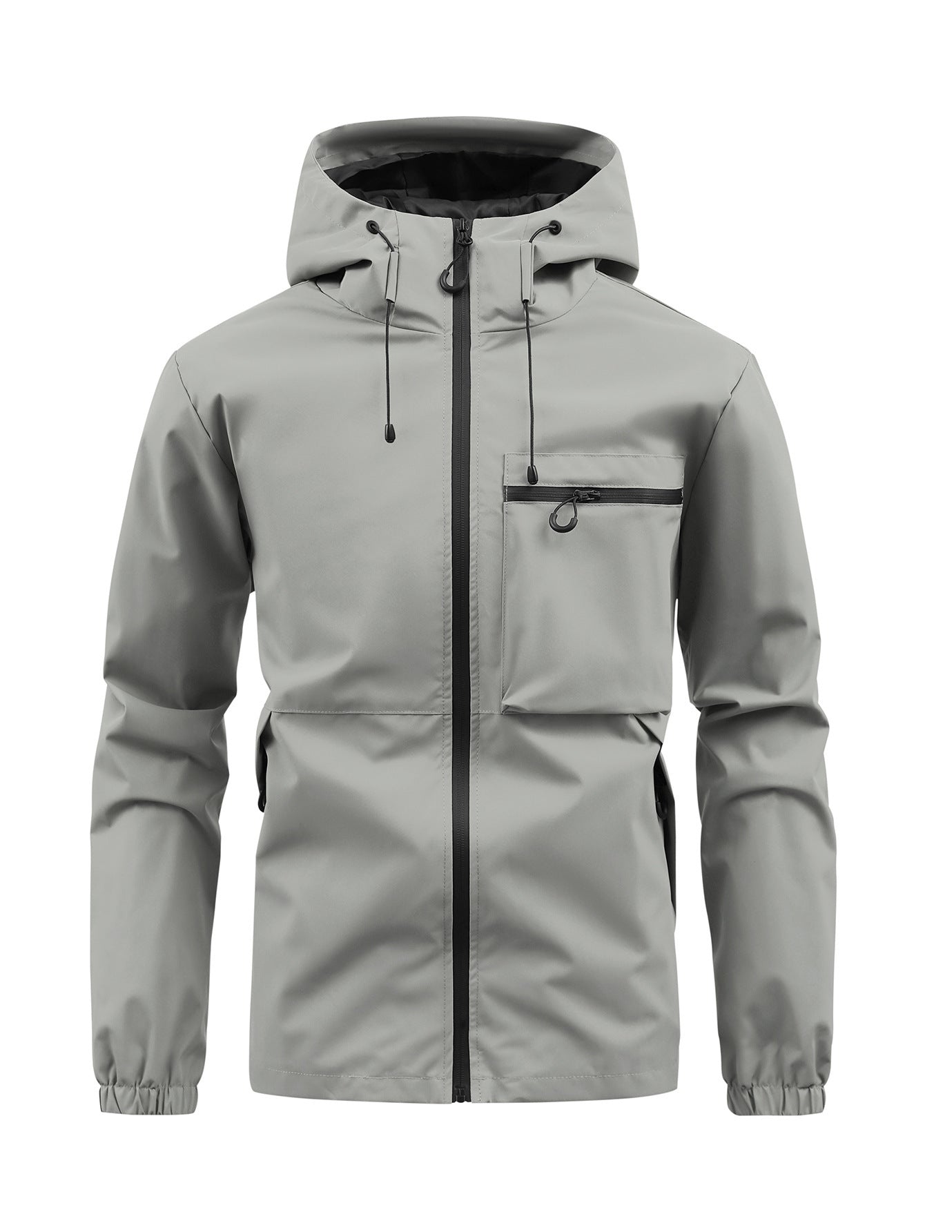 Men’s Fashion Casual Hooded Outdoor Coat – Solid Colour Multi-Pocket Workwear Jacket