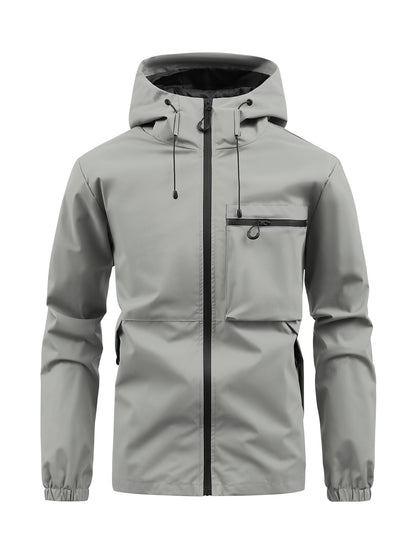 Men’s Fashion Casual Hooded Outdoor Coat – Solid Colour Multi-Pocket Workwear Jacket