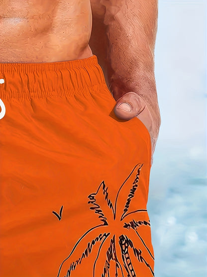 Men's Tropical Hawaiian Beach Shorts - Vibrant 3D Print, Quick-Dry Swim Trunks with Drawstring