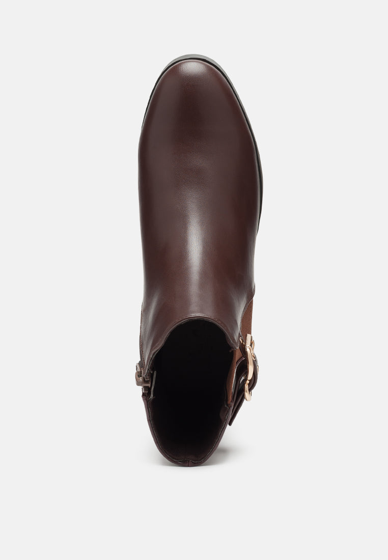 Frothy Buckled Ankle Boots With Croc Detail-4