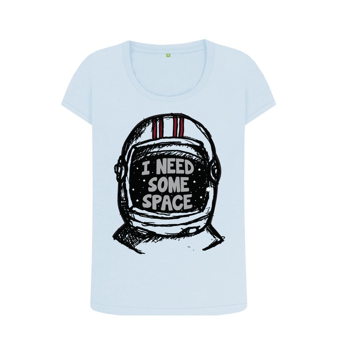 Sky Blue I Need Some Space Print Women T-Shirts