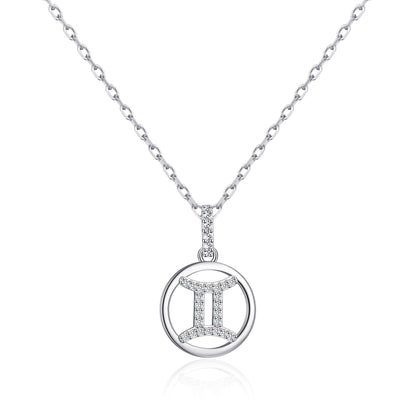 Gemini Star Sign Zodiac Necklace with Zircondia® Crystals