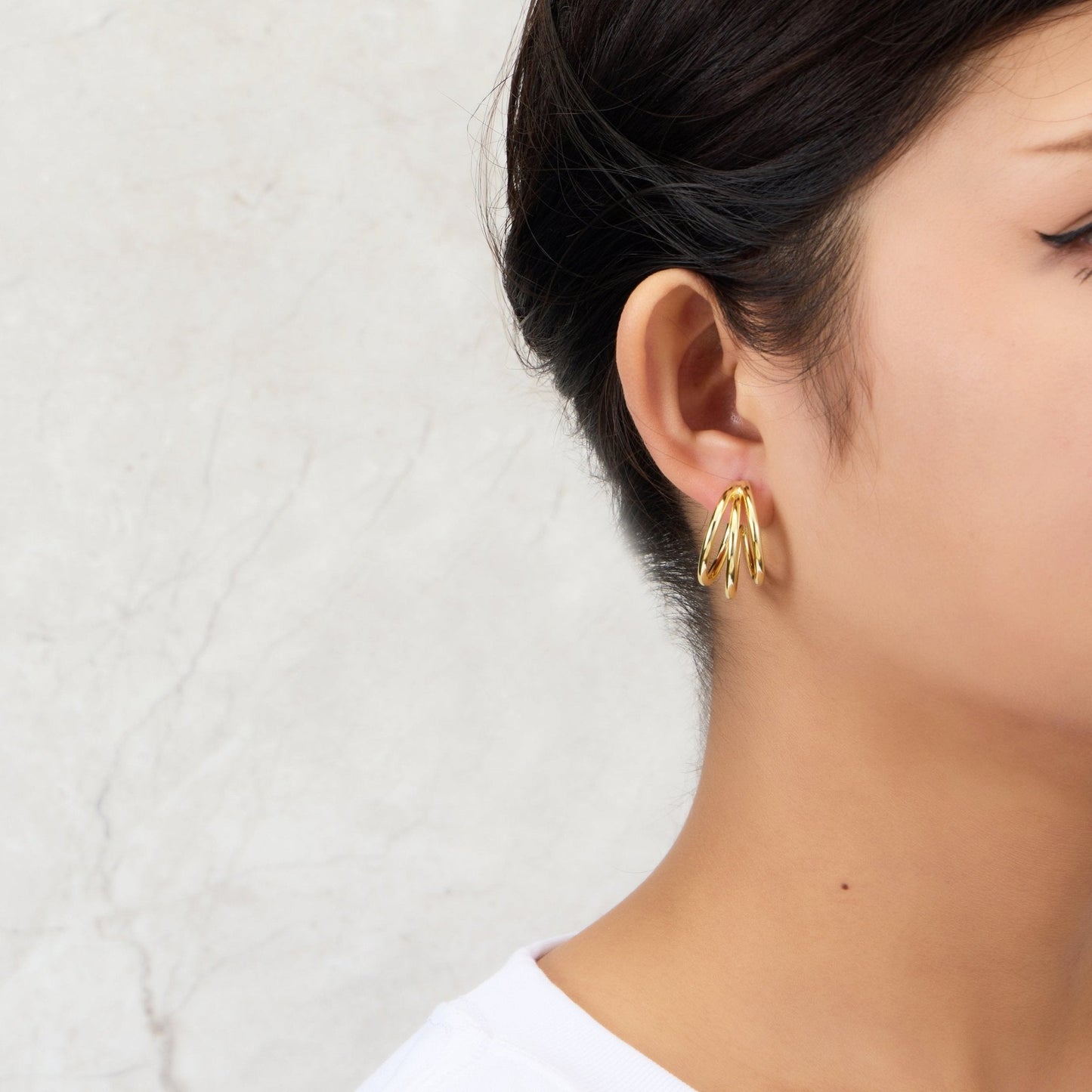 Gold Plated Triple Illusion Hoop Earrings