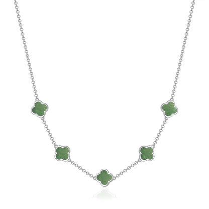 Green Aventurine Gemstone Multi Clover Necklace