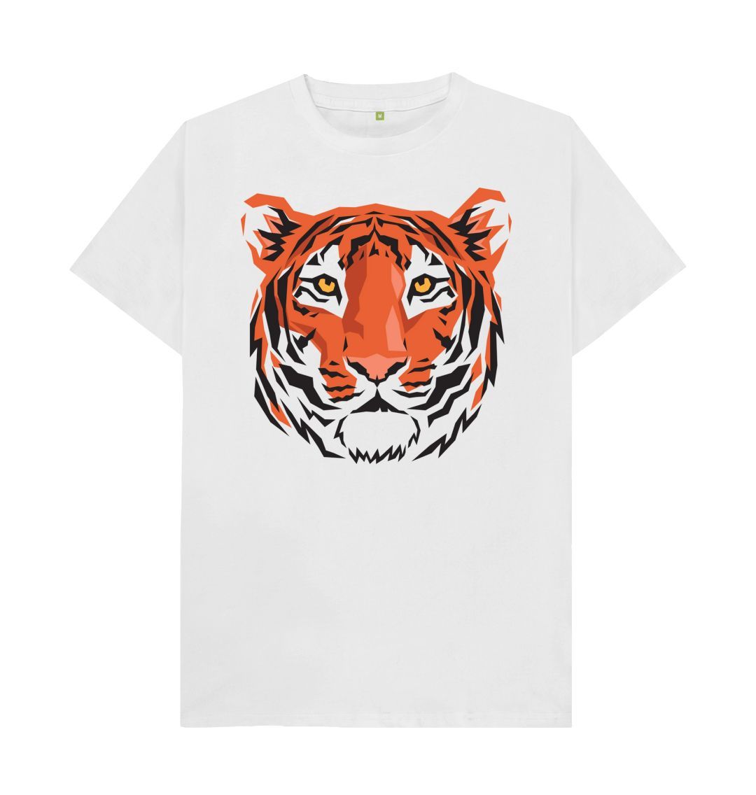 White Unisex Tiger Head Print T-Shirts