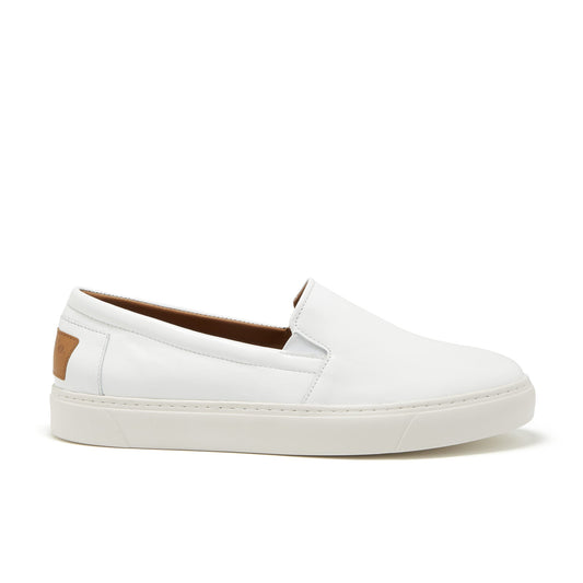 Men’s Slip-On Sneakers – Classic White Leather Casual Shoes