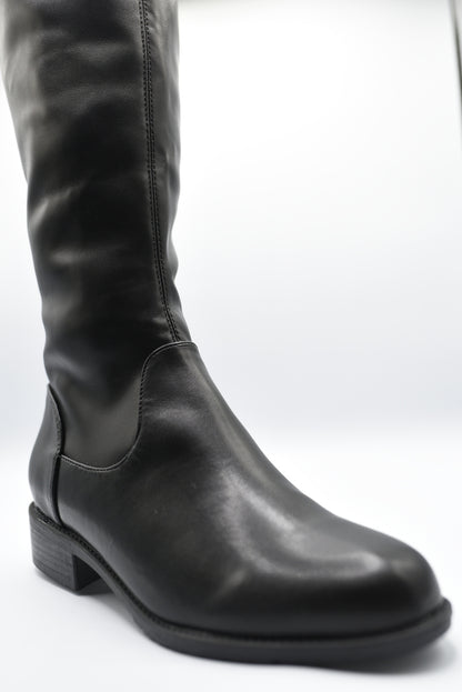 Tie Detail Low Heel Knee High Boots