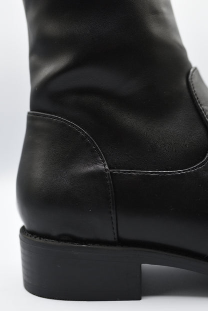 Tie Detail Low Heel Knee High Boots