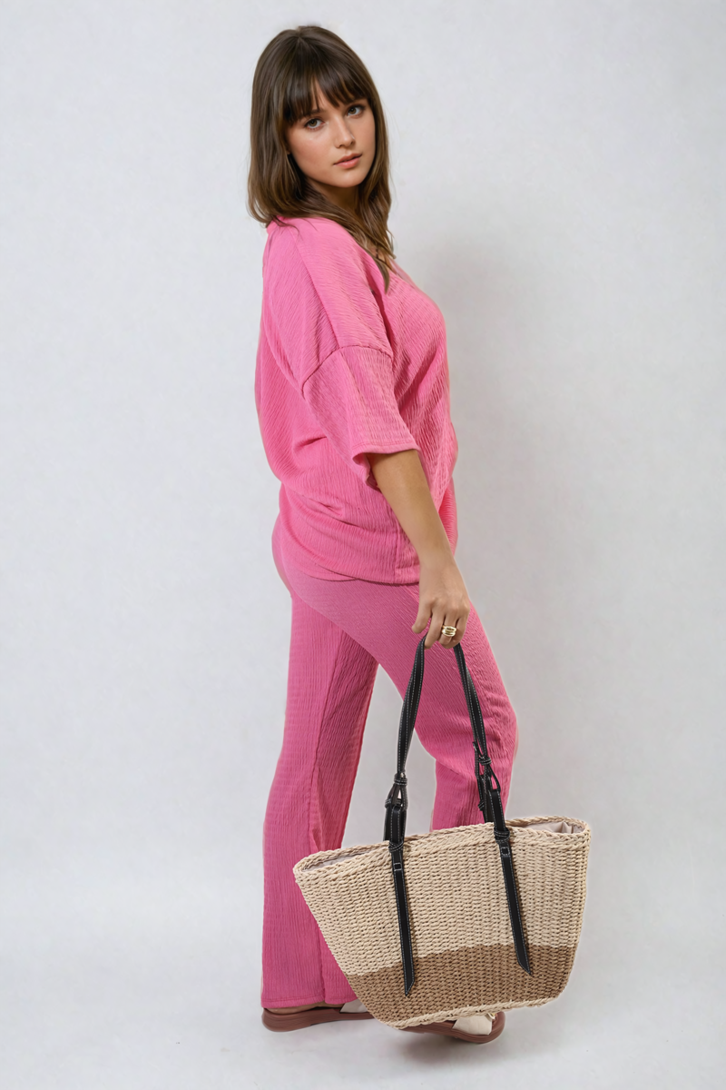 Cheesecloth Pattern Top and Trouser Co-ord Set-1