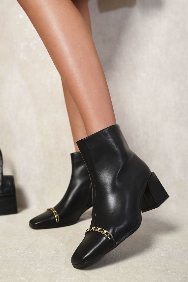 Two Tone Side Zip Block Heel Ankle Boots