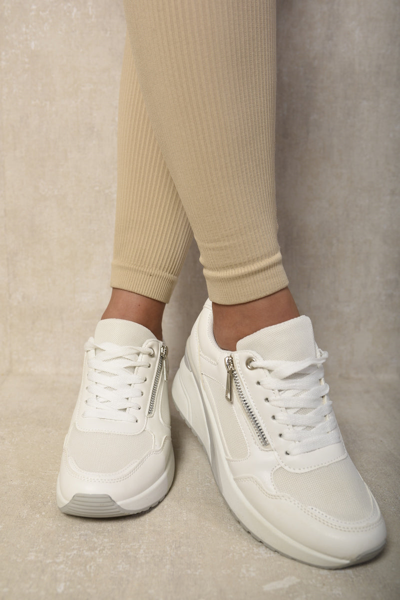 Side Zip Lace Up Wedge Trainers