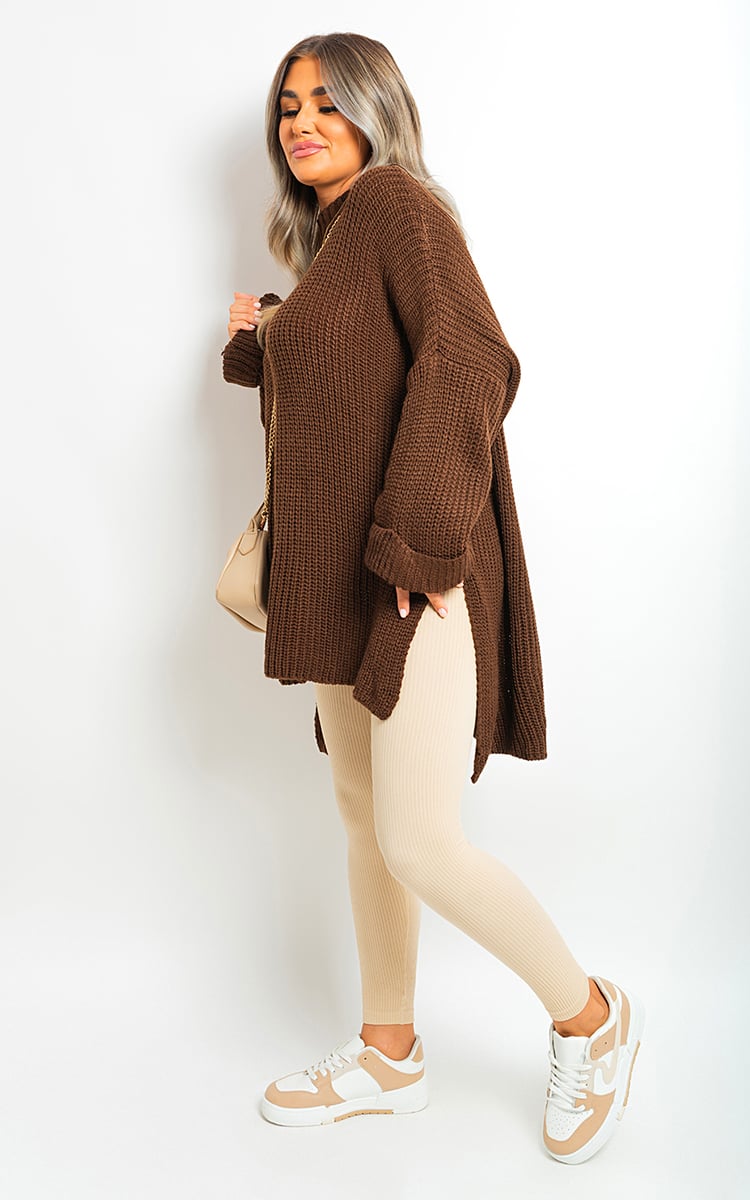 High Neck Oversized Long Sleeve Knitted Jumper-6