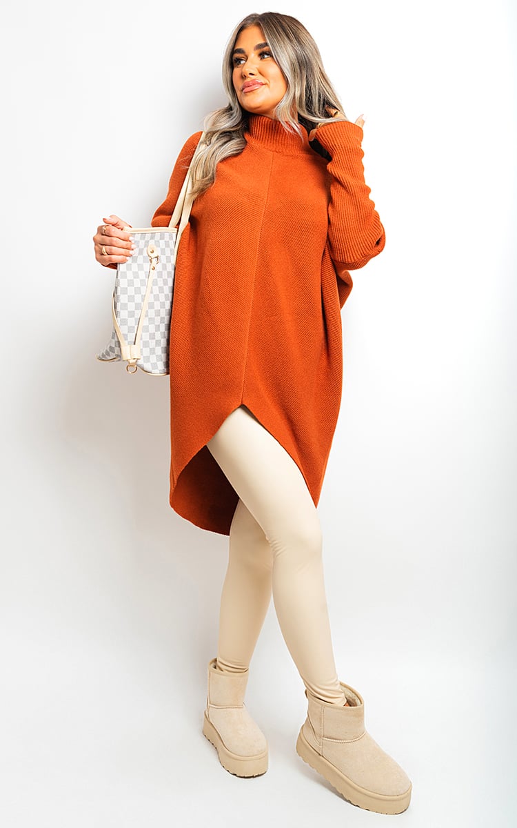 Turtle Neck Longline Knitted Jumper-21