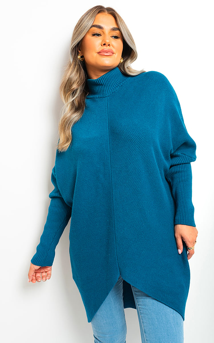 Turtle Neck Longline Knitted Jumper-0