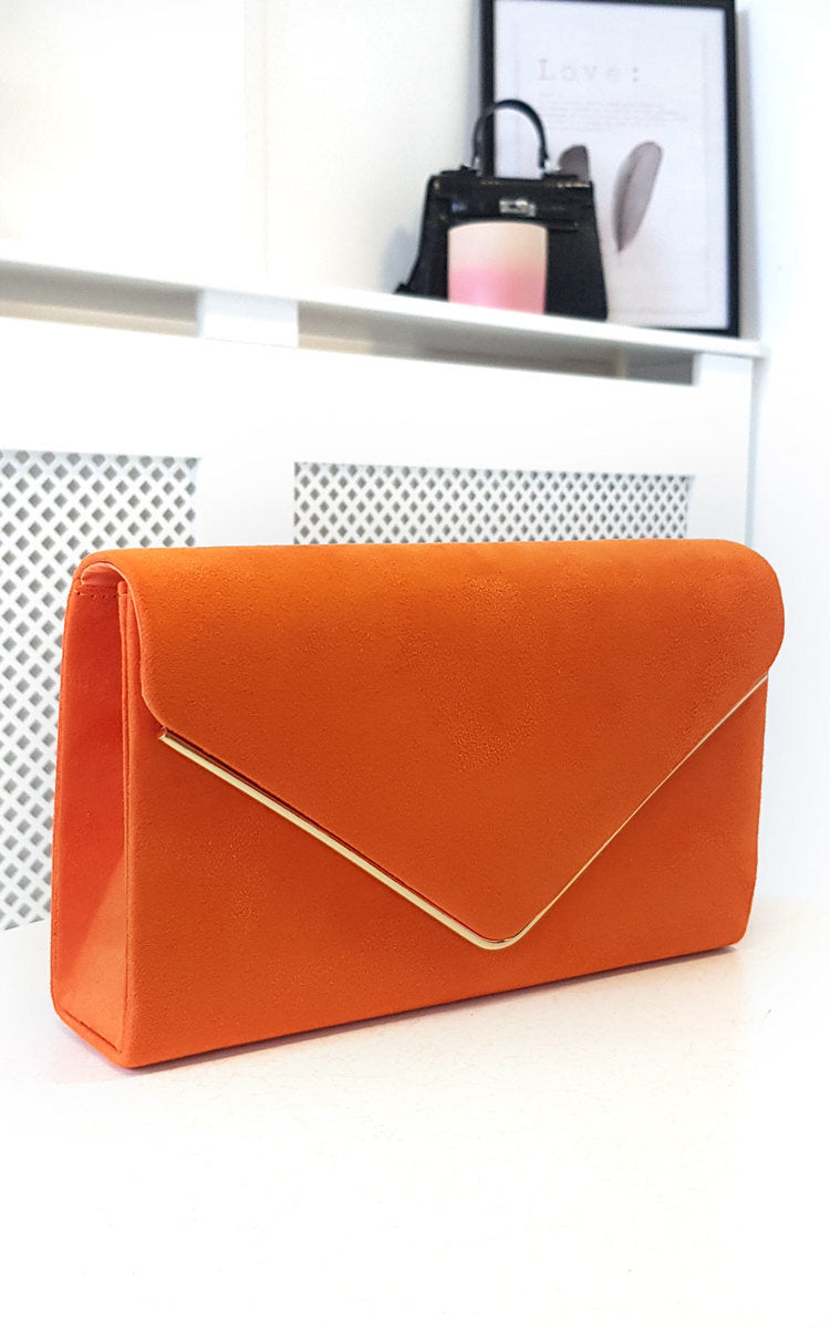 Faux Suede Envelope Clutch Bag