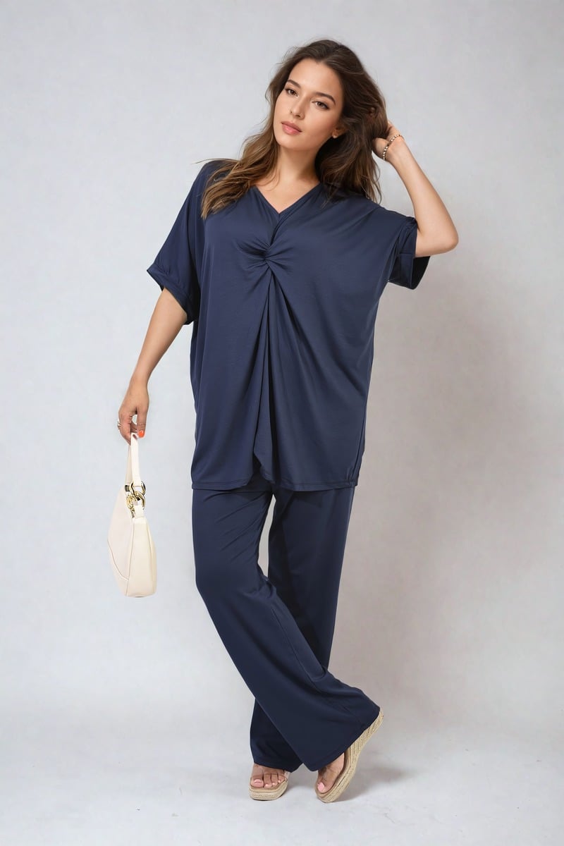 Twist Front Plunge Neckline Top and Trouser Co-ord Set-6