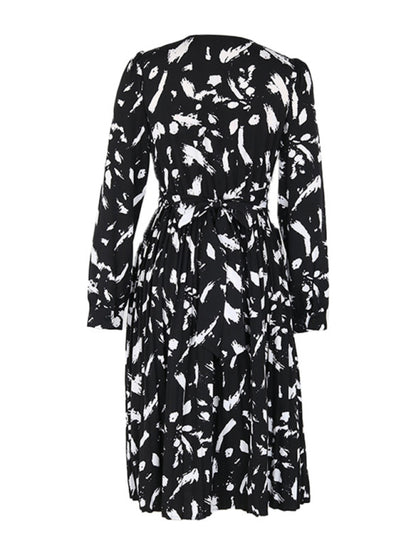 Neues, temperamentvolles, schwarzes Langarmkleid für Damen 