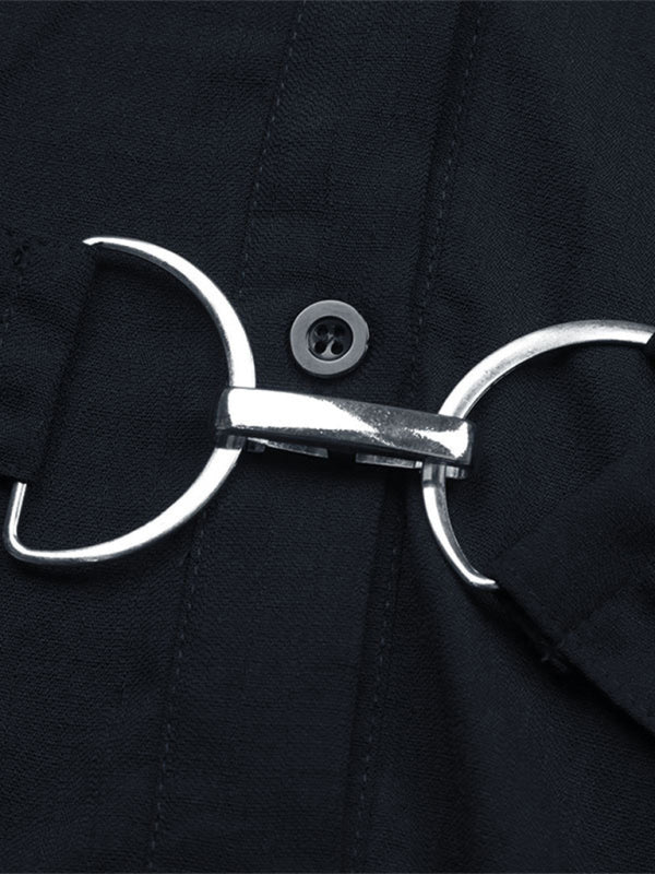 New Commuter Style Shirt Dress, Single-Breasted Long-Sleeve Collared Dress