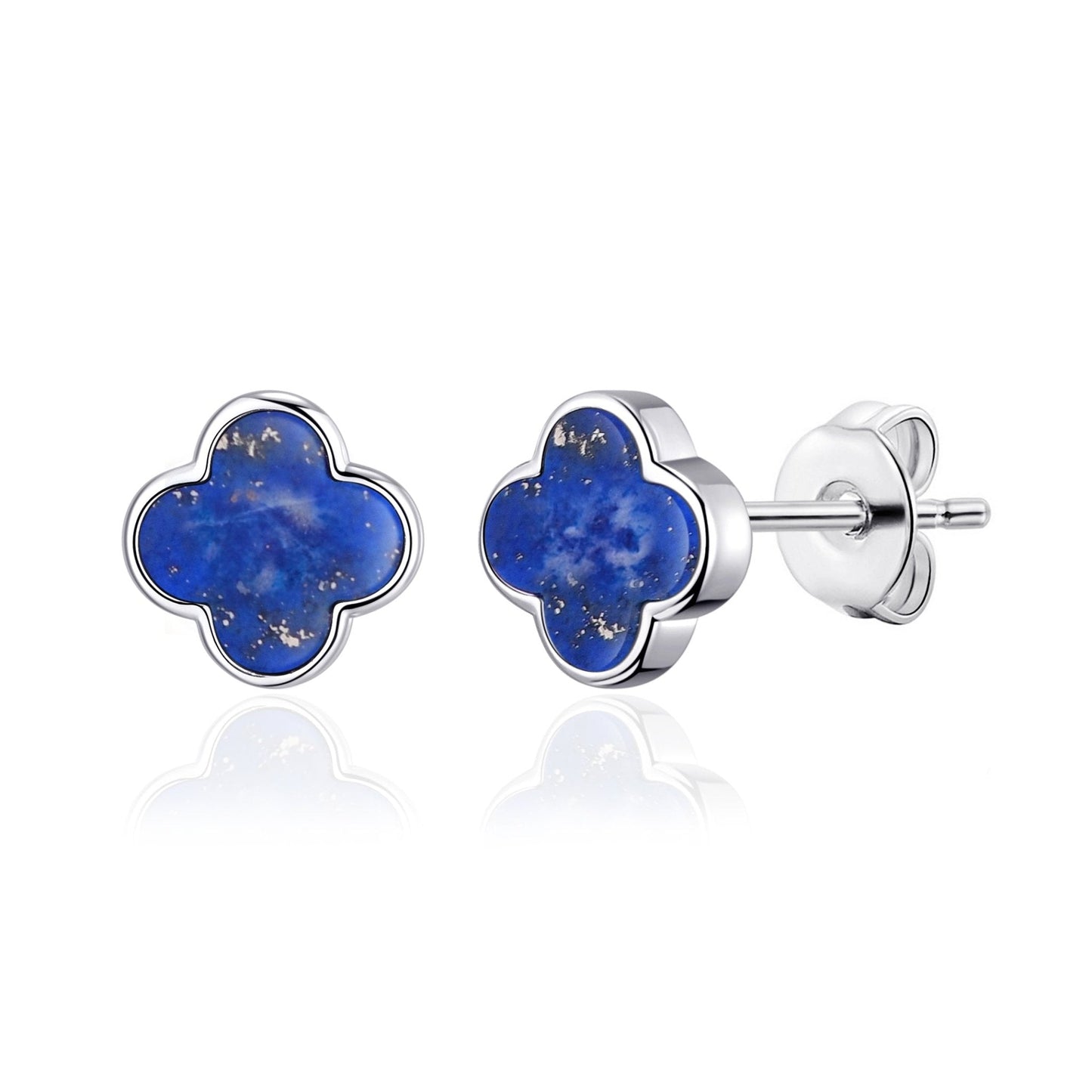Lapis Gemstone Clover Earrings