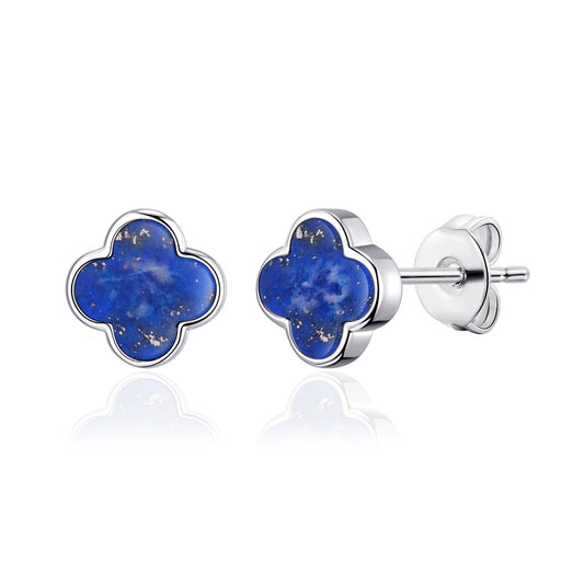 Lapis Gemstone Clover Earrings