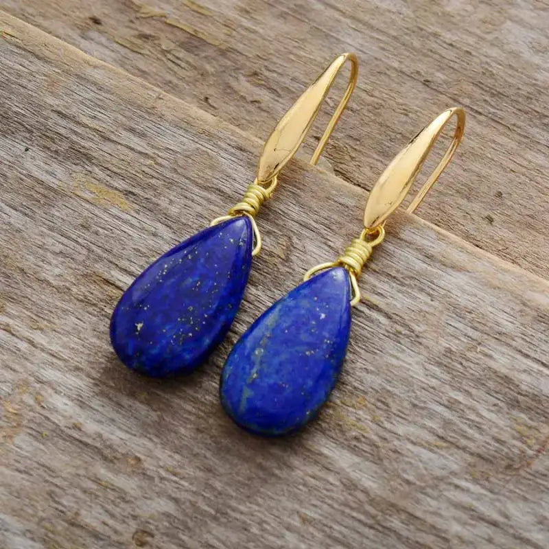 Lapis Lazuli Teardrop Earrings-1