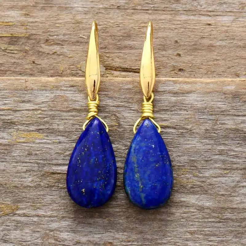 Lapis Lazuli Teardrop Earrings-0