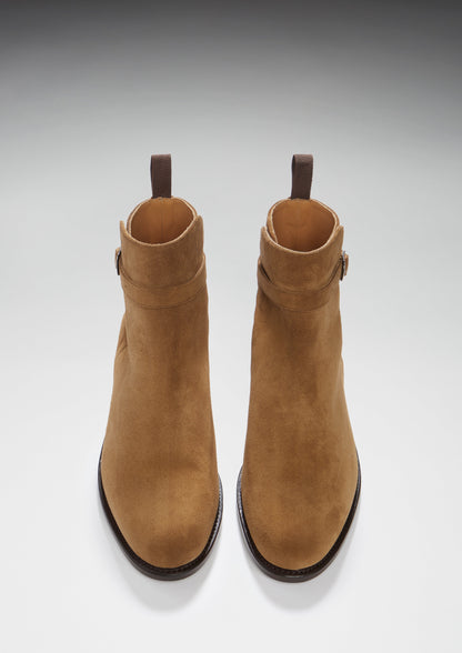 Tobacco Suede Jodhpur Boots, Welted Leather Sole-1