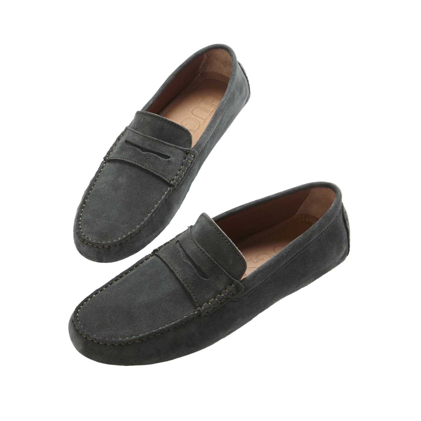 Men’s Penny Driving Loafers – Racing Green Suede Slip-On Shoes