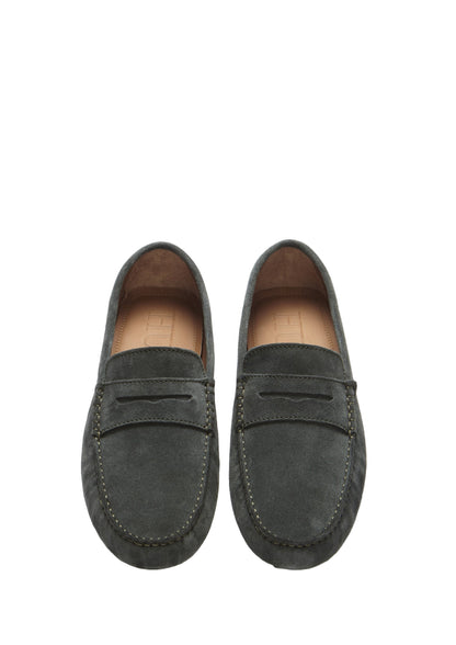 Men’s Penny Driving Loafers – Racing Green Suede Slip-On Shoes