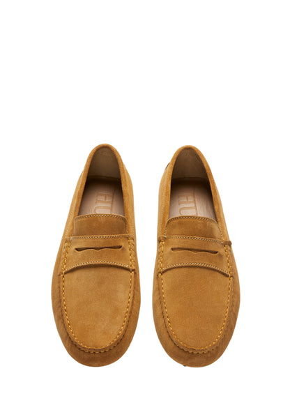 Men’s Penny Driving Loafers – Classic Tobacco Suede Slip-On Shoes