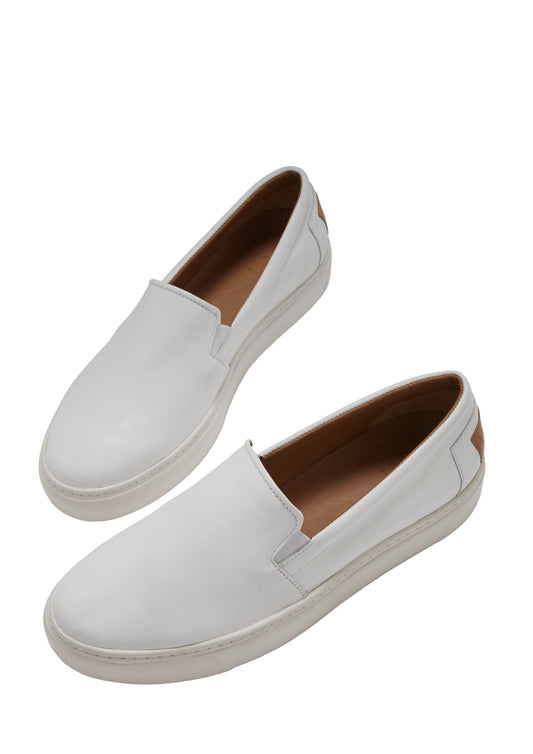 Men’s Slip-On Sneakers – Classic White Leather Casual Shoes