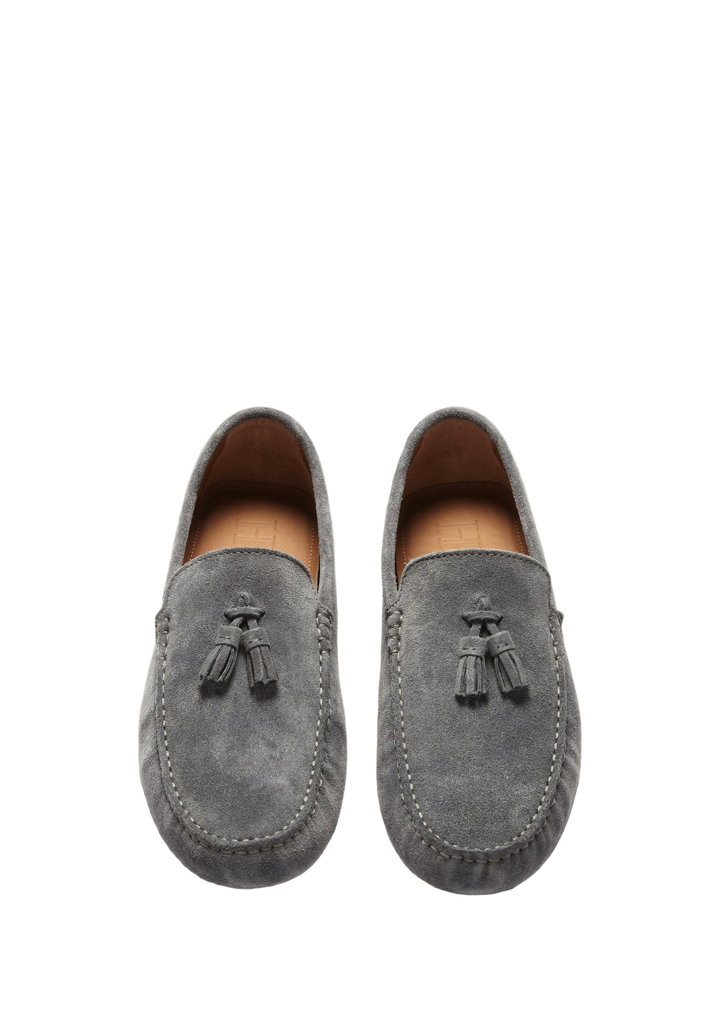 Men’s Tasselled Driving Loafers – Slate Grey Suede Slip-On Shoes