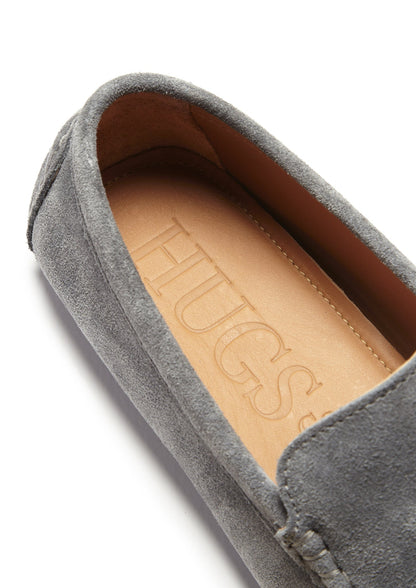 Men’s Tasselled Driving Loafers – Slate Grey Suede Slip-On Shoes