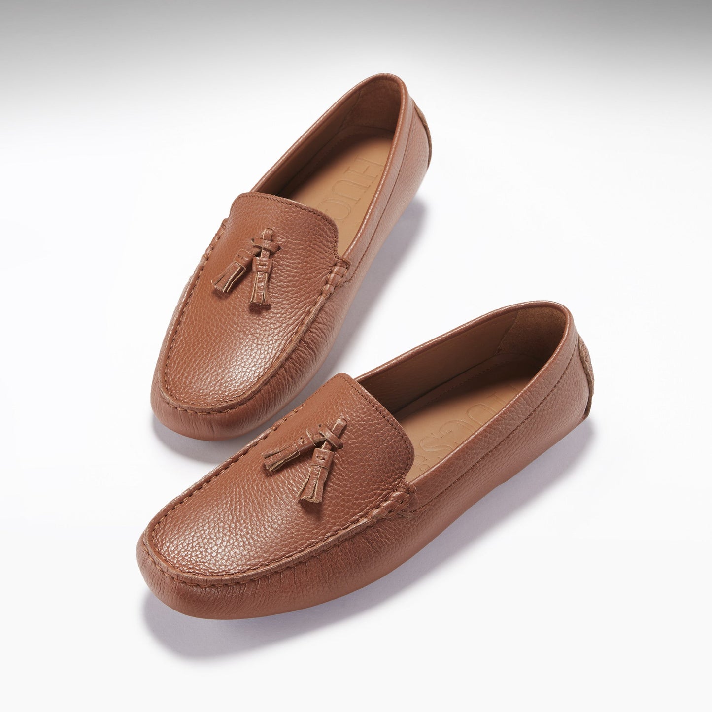 Men’s Tasselled Driving Loafers – Tan Grain Leather Slip-On Shoes
