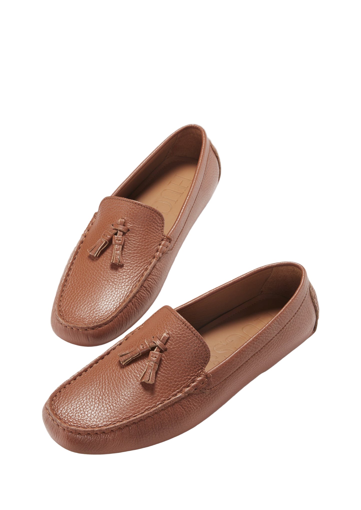 Men’s Tasselled Driving Loafers – Tan Grain Leather Slip-On Shoes