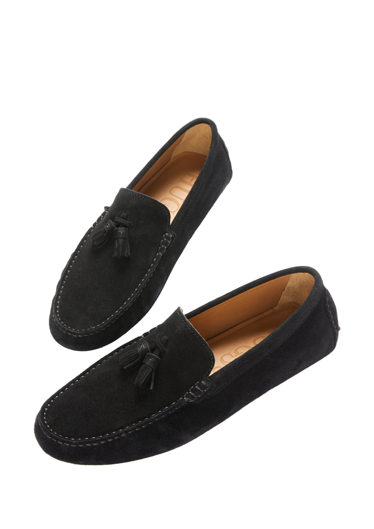 Men’s Tasselled Driving Loafers – Classic Black Suede Slip-On Shoes
