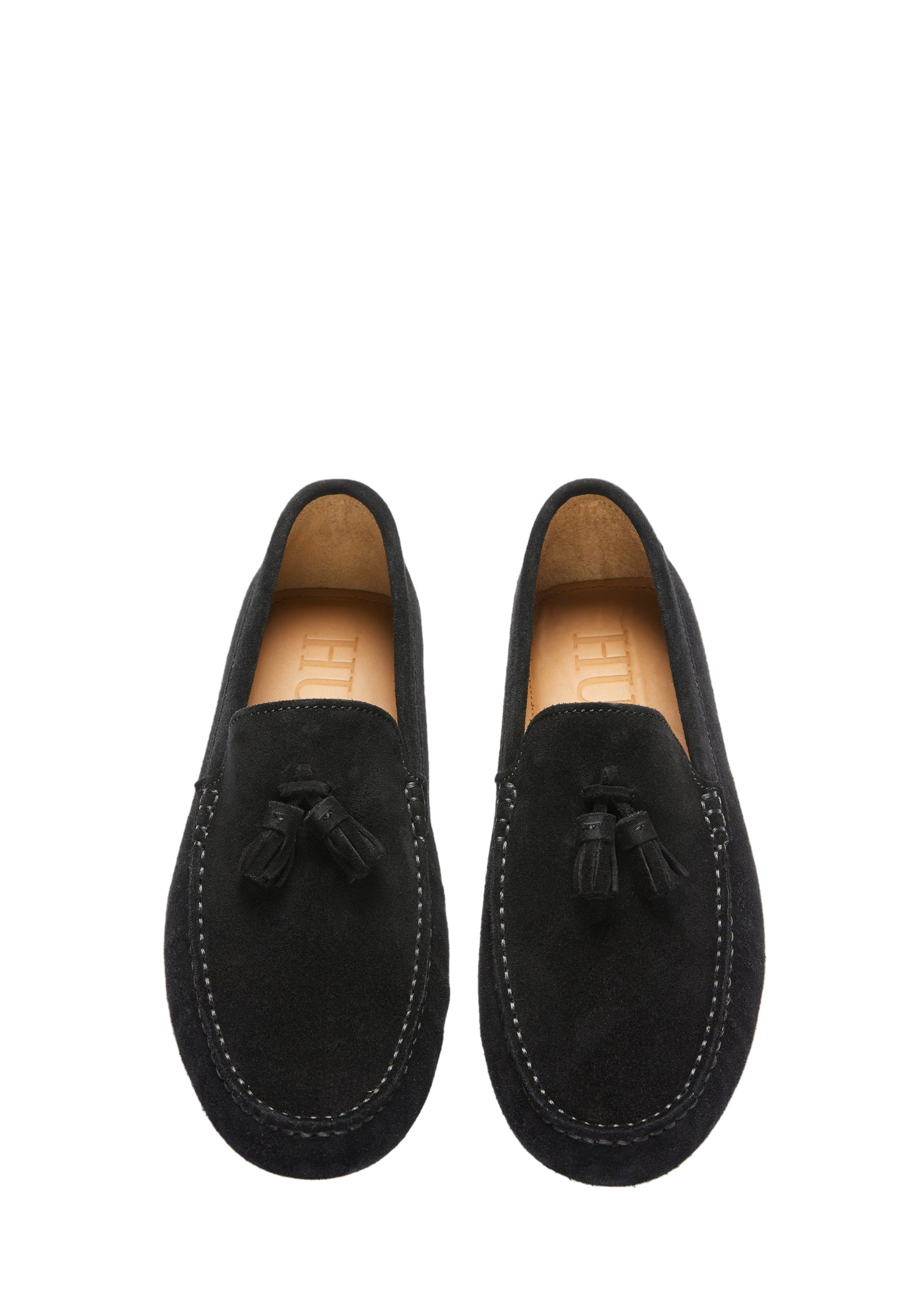 Men’s Tasselled Driving Loafers – Classic Black Suede Slip-On Shoes