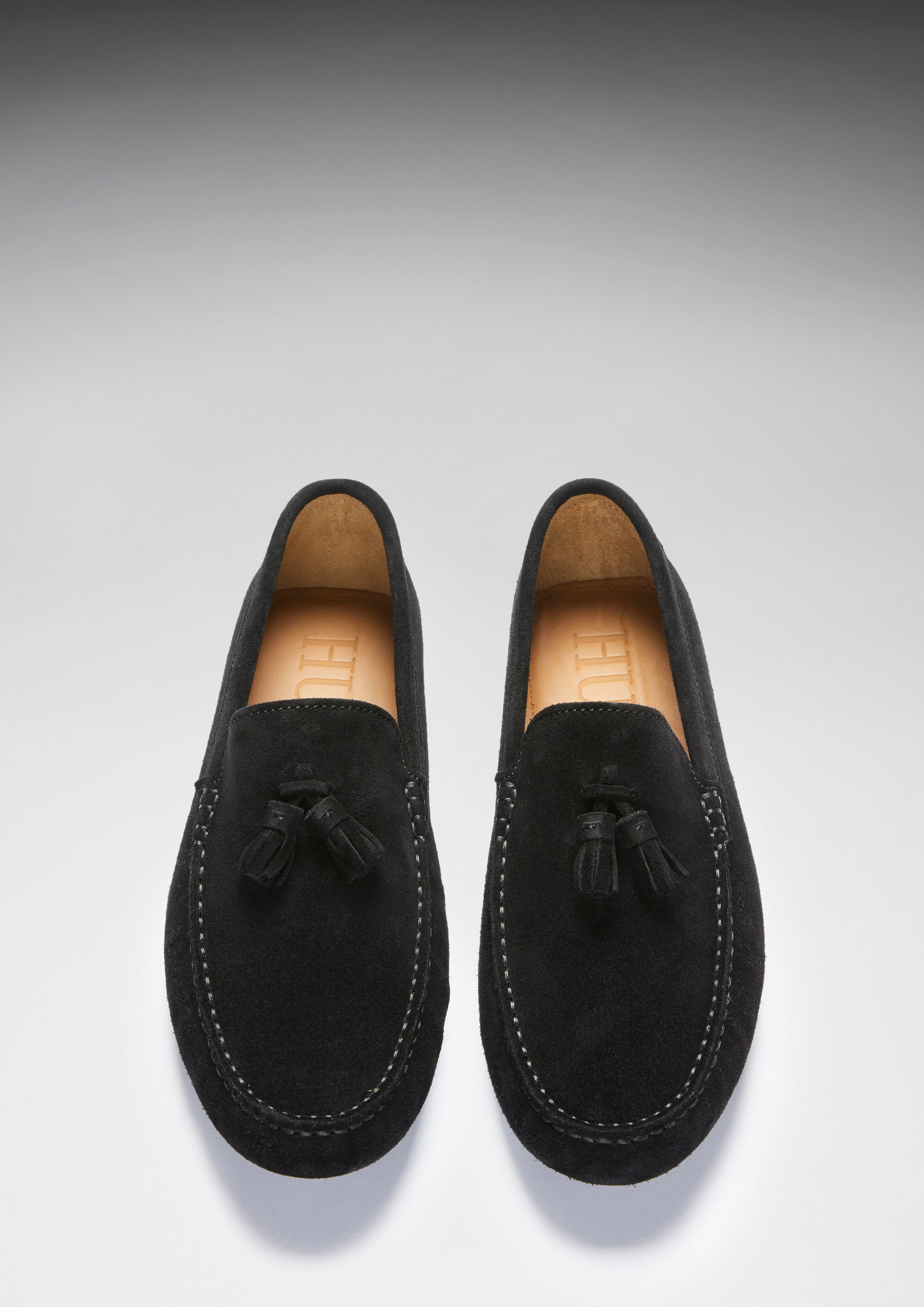 Tasselled Driving Loafers, black suede-2