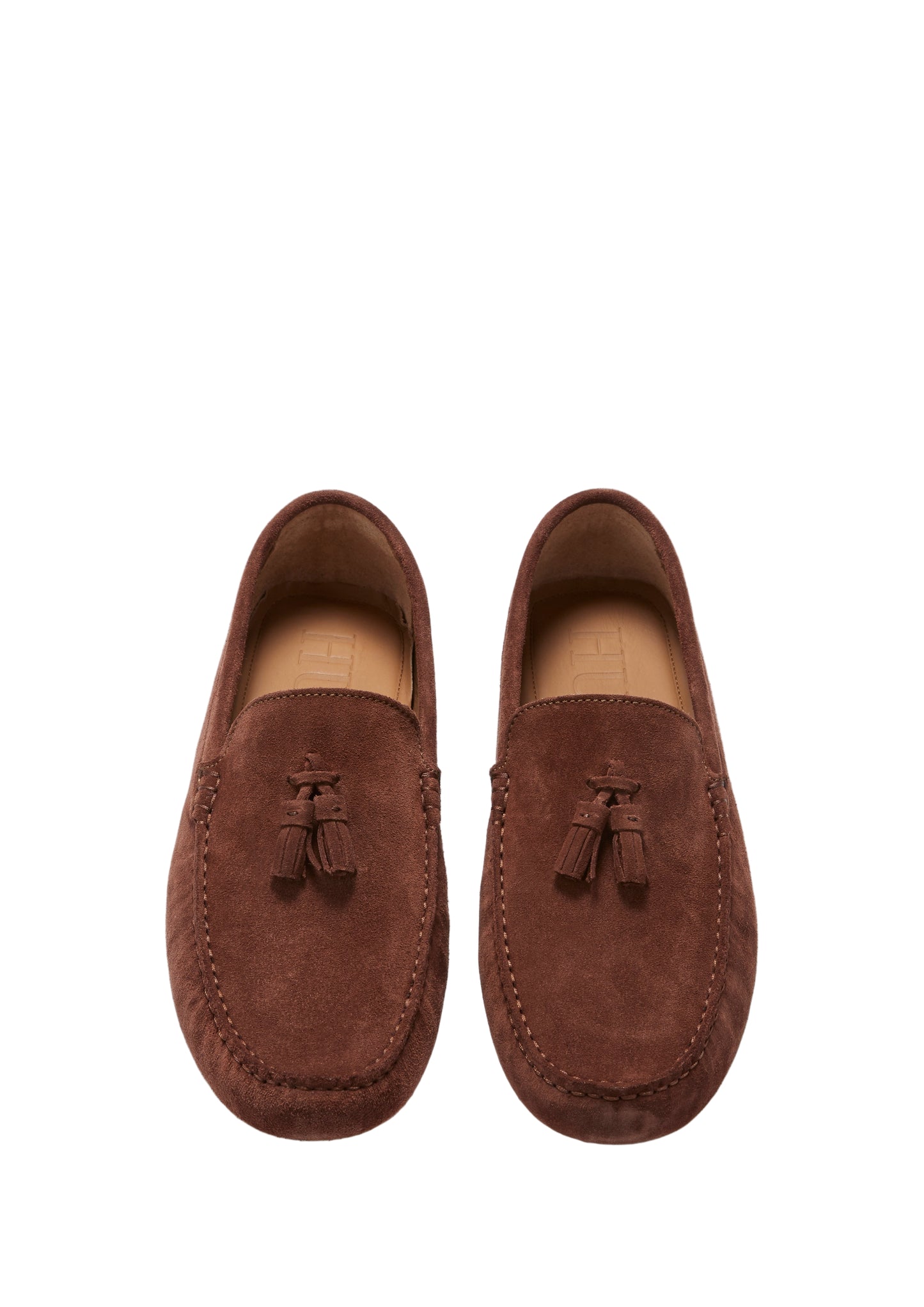 Men’s Tasselled Driving Loafers – Mahogany Brown Suede Slip-On Shoes