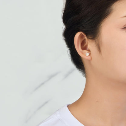 Moonstone Heart Stud Earrings