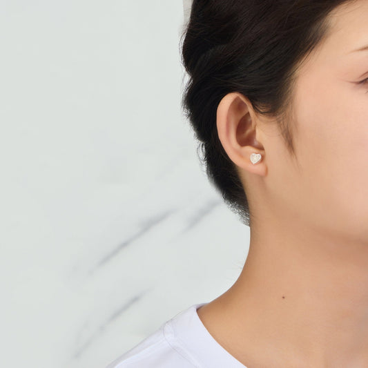 Moonstone Heart Stud Earrings