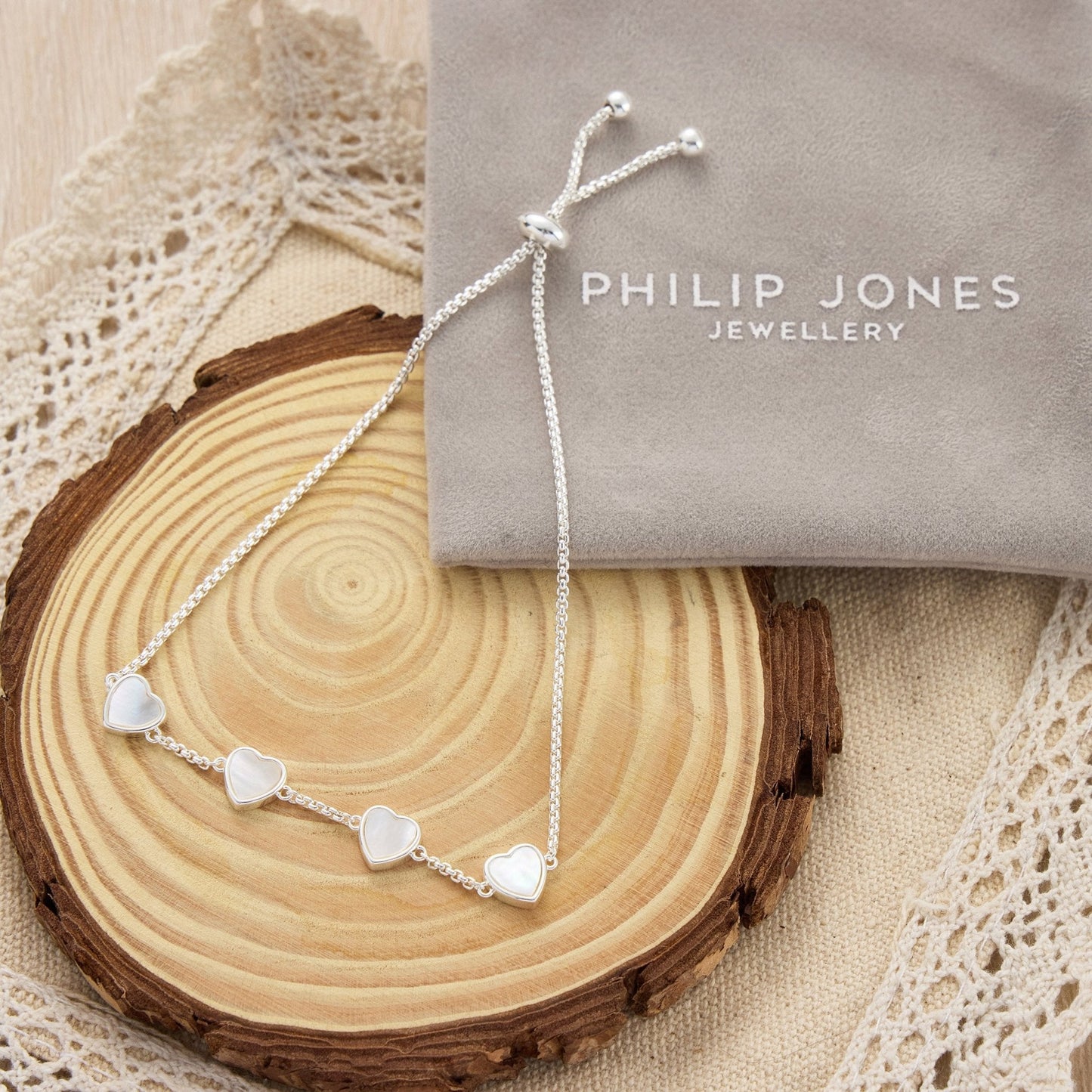 Mother of Pearl Gemstone Multi Heart Friendship Bracelet