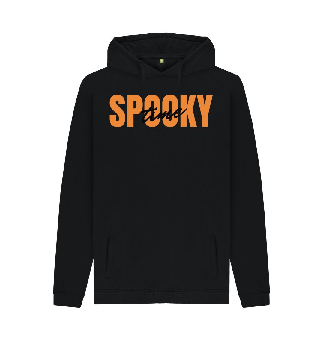 Black Men's Spooky Time Print Hoodie