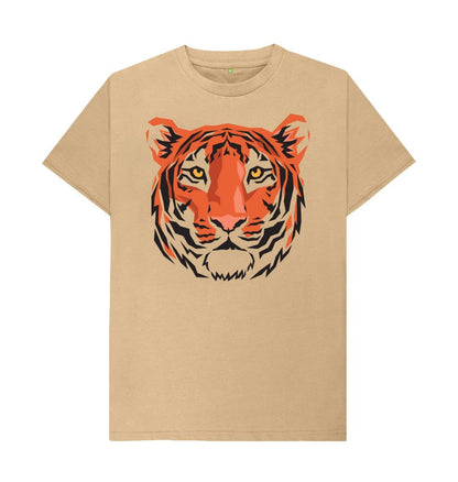 Sand Unisex Tiger Head Print T-Shirts